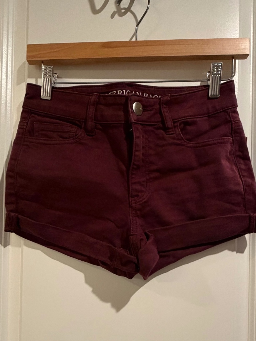 American Eagle Super Stretch Midi Shorts Burgundy - Size 0